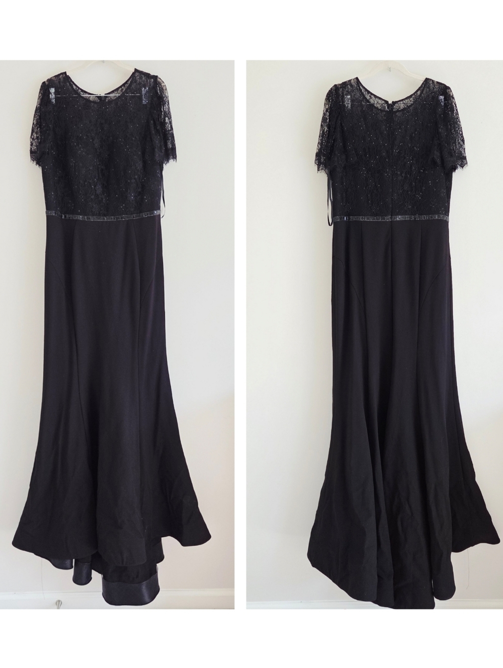 Mac Duggal Plus Plus Lace Illusion High Neck Cap Sleeve Gown Size 14w - Picture 2 of 6